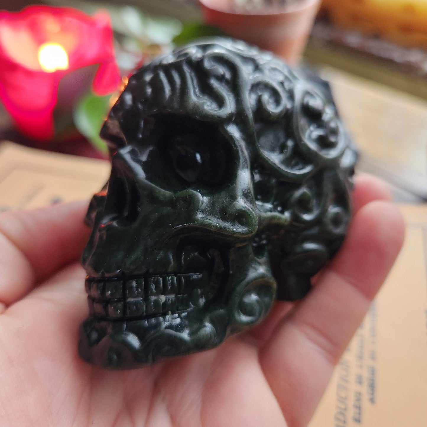 Crâne gravé en Jade n°1