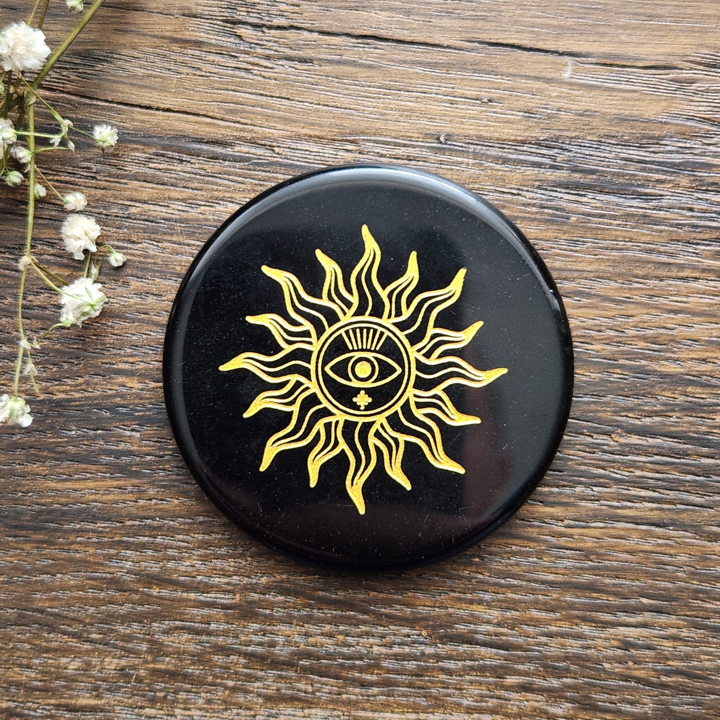 Plaque gravée en Obsidienne Noire