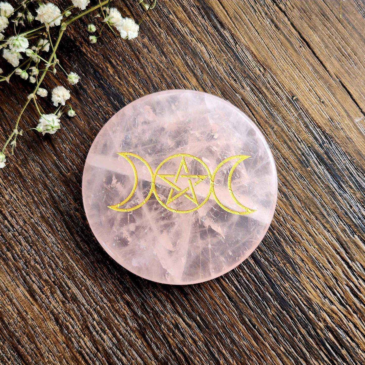 Plaque gravée en Quartz Rose