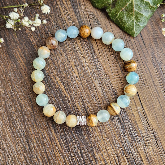 Bracelet en Onyx Bleu - 8mm