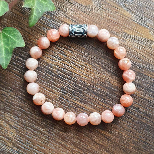 Bracelet en Pierre de Lune Pêche - 8mm