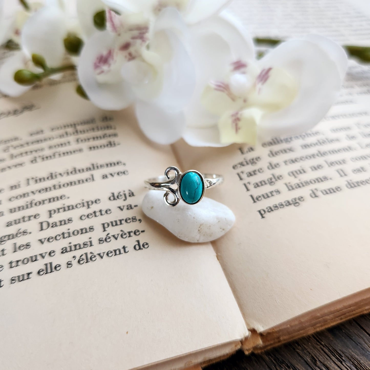 Bague réglable Vénus - Turquoise - Argent 925