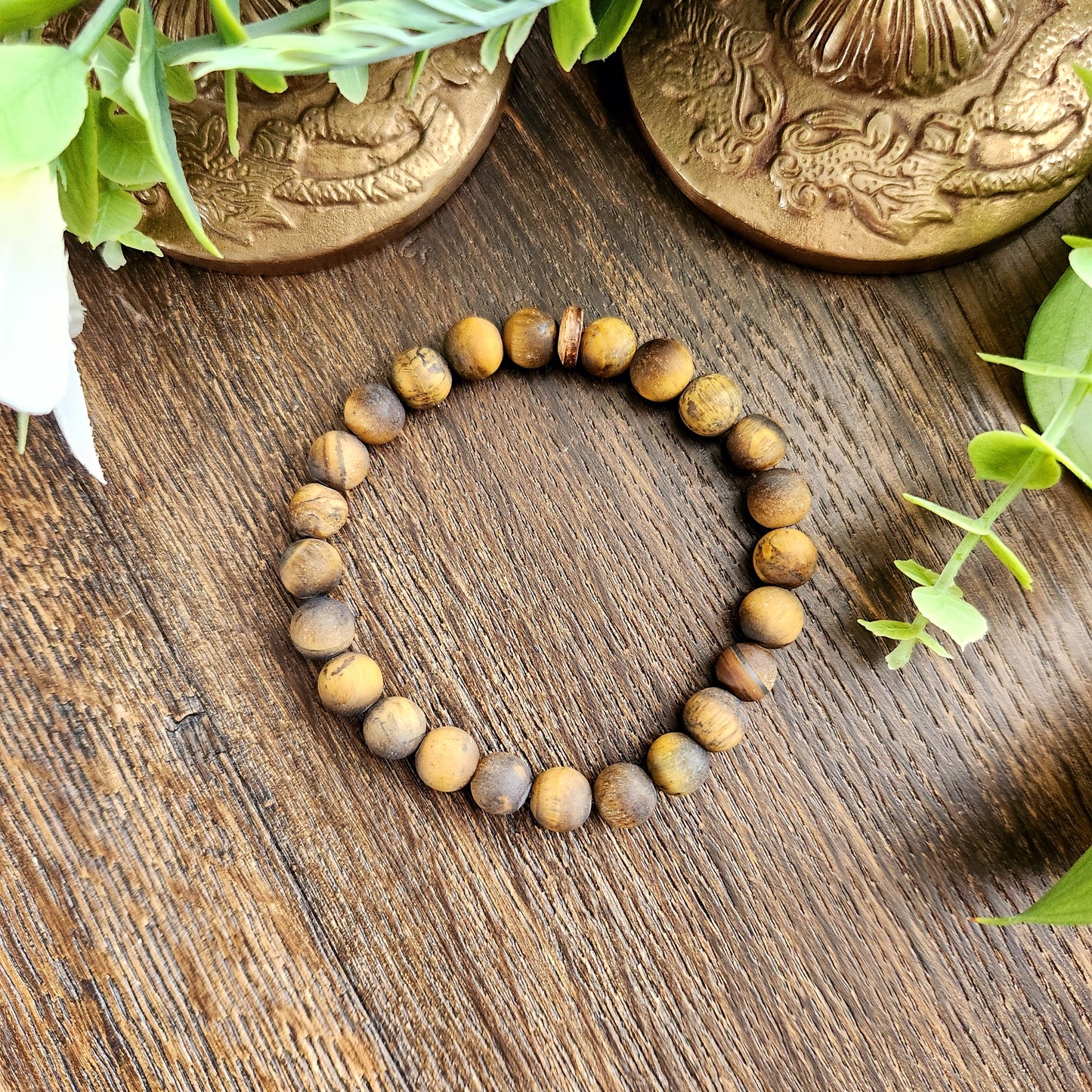 Bracelet en Œil de Tigre mat - 8mm