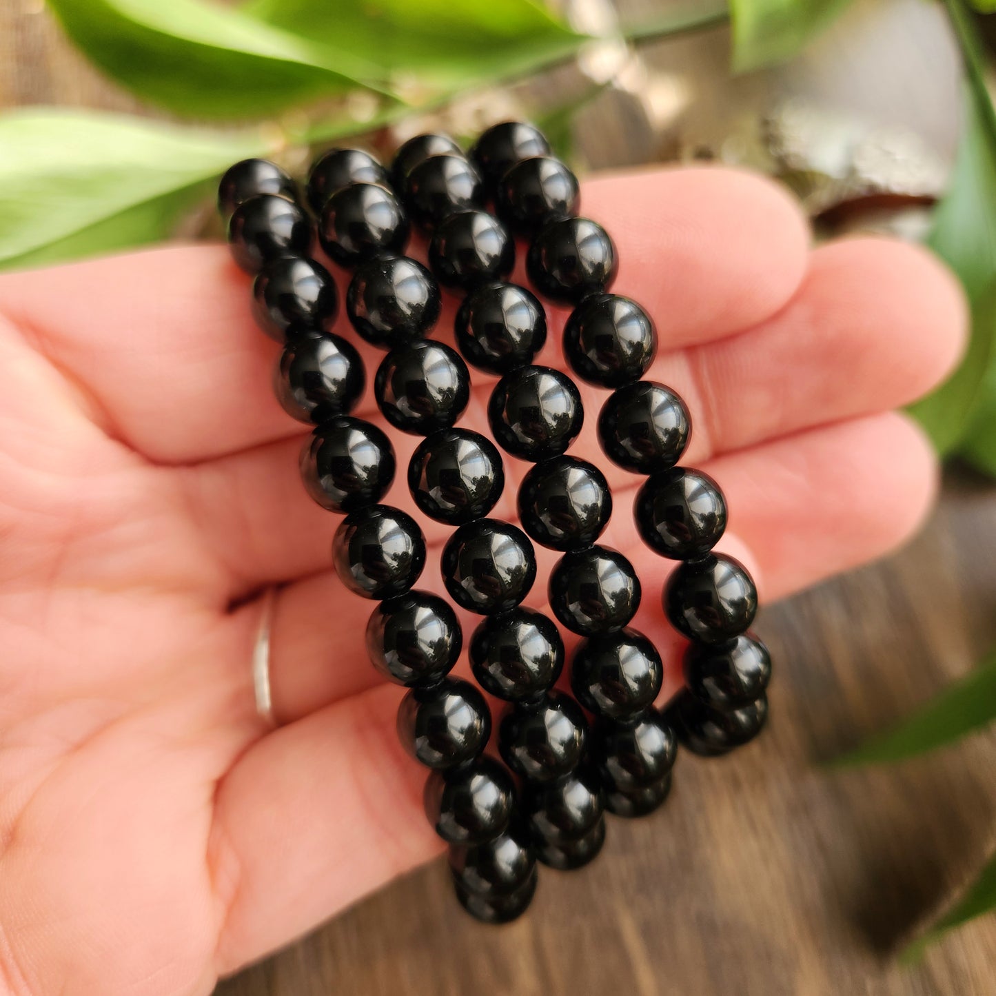 Bracelet en Obsidienne noire - 8mm