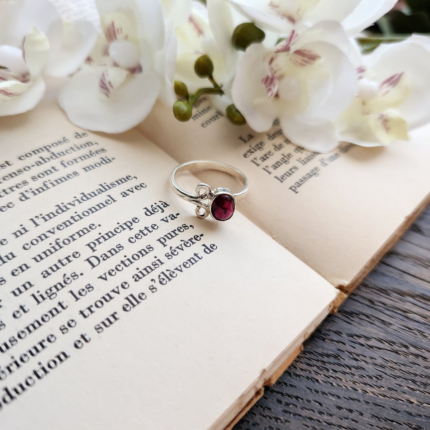 Bague réglable Vénus - Grenat - Argent 925