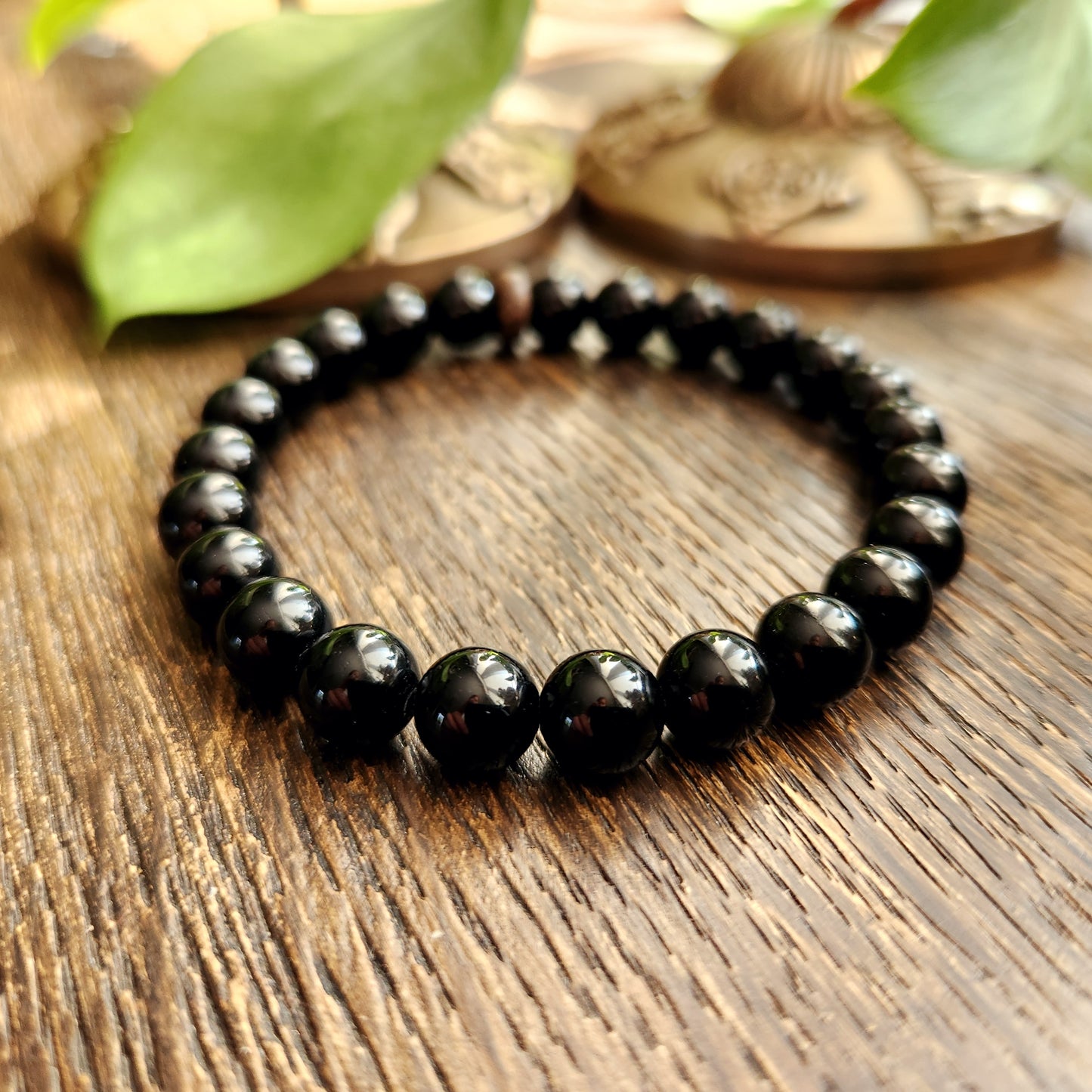 Bracelet en Obsidienne noire - 8mm