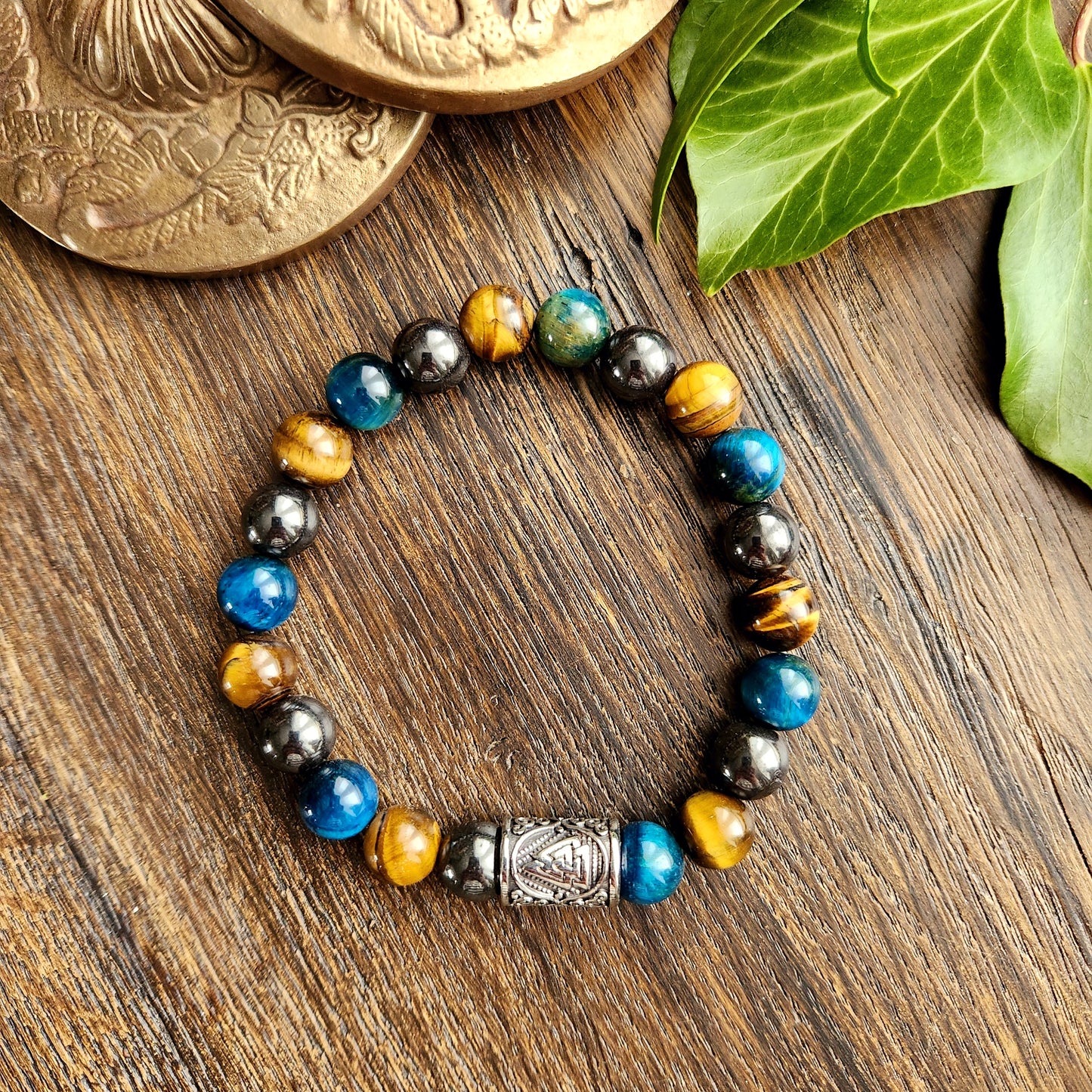 Bracelet Œil de tigre / Hématite - 10mm