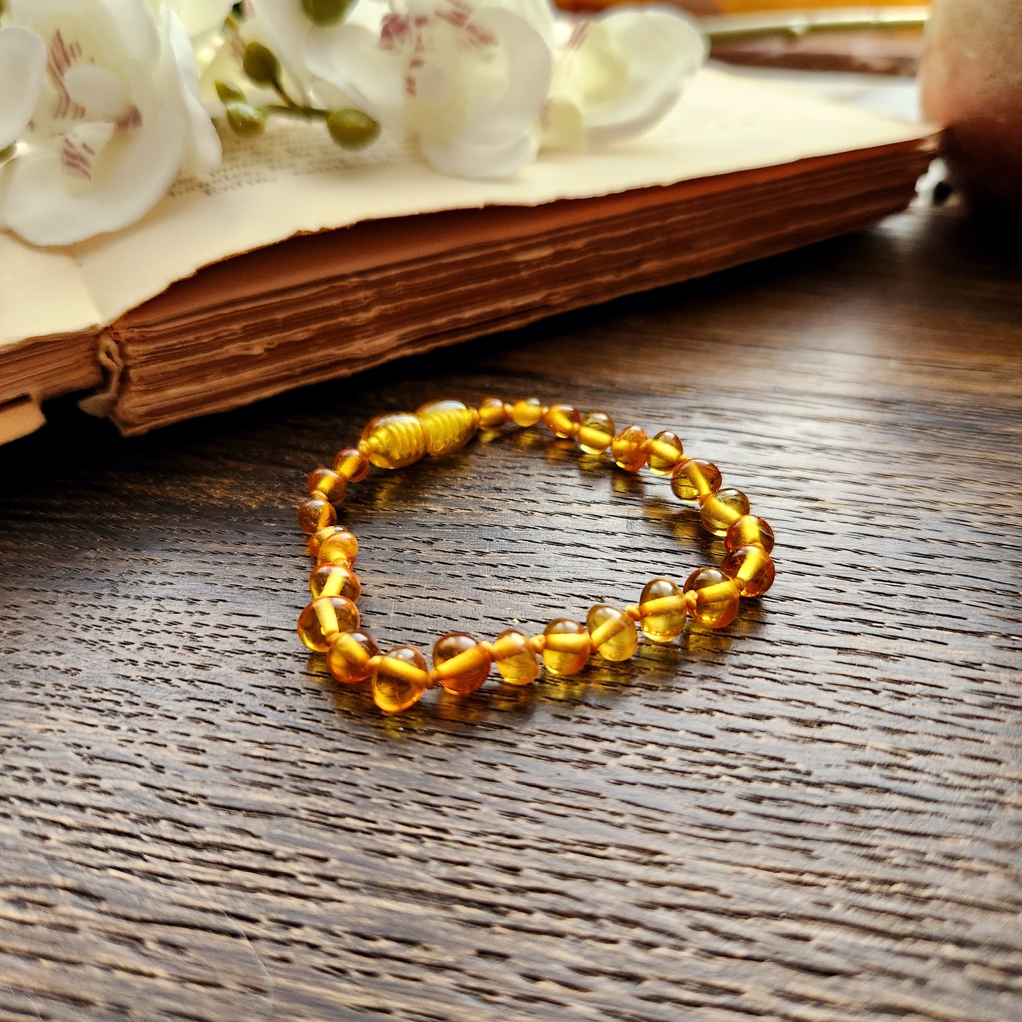 Bracelet en Ambre - Petit - Couleur jaune