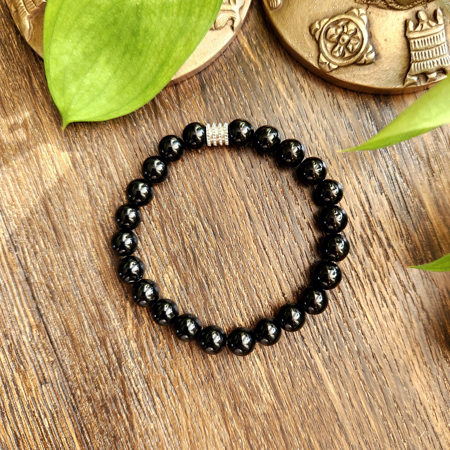 Bracelet en Obsidienne noire - 8mm