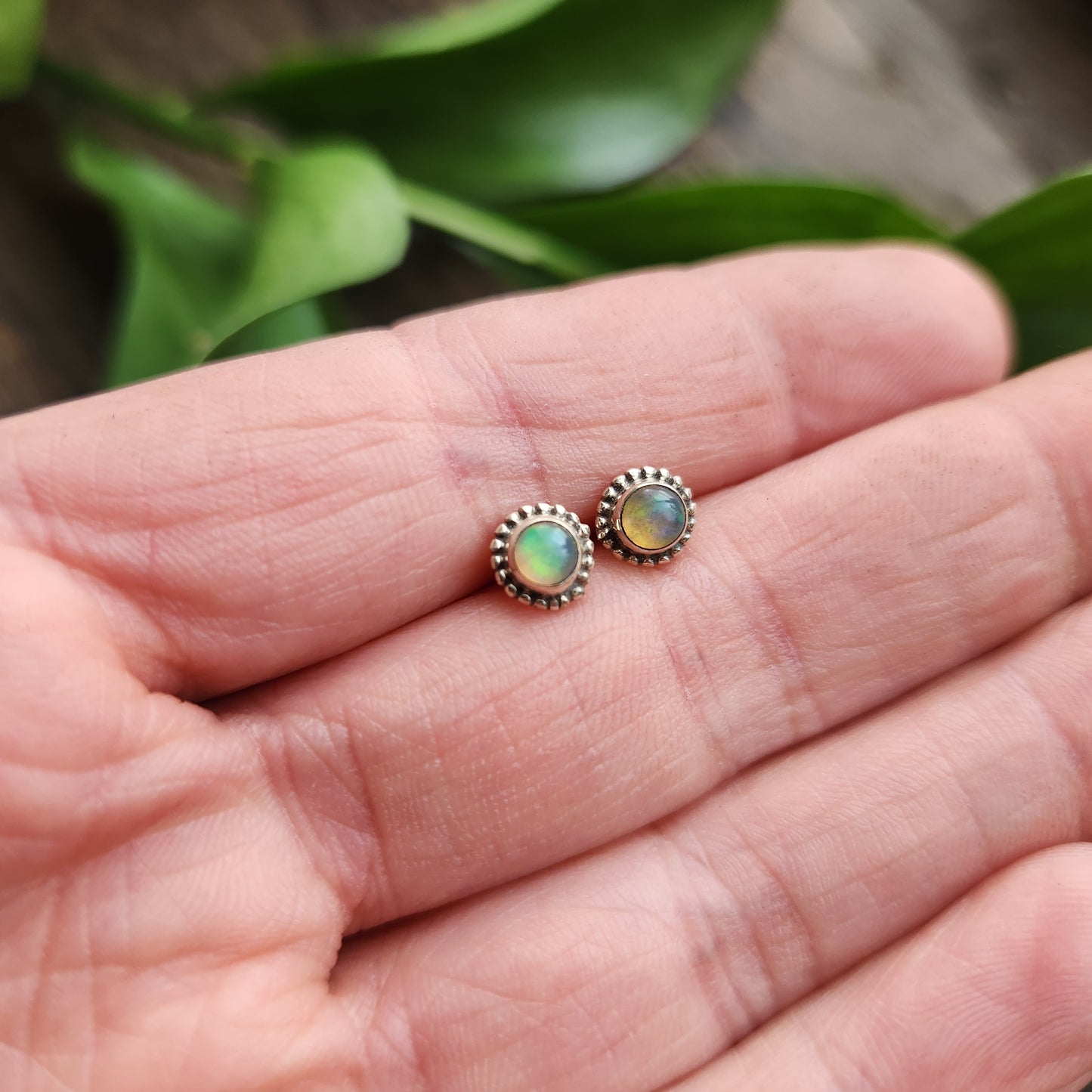 Boucles d'oreilles en Opale - Clous n°1 - Argent 925