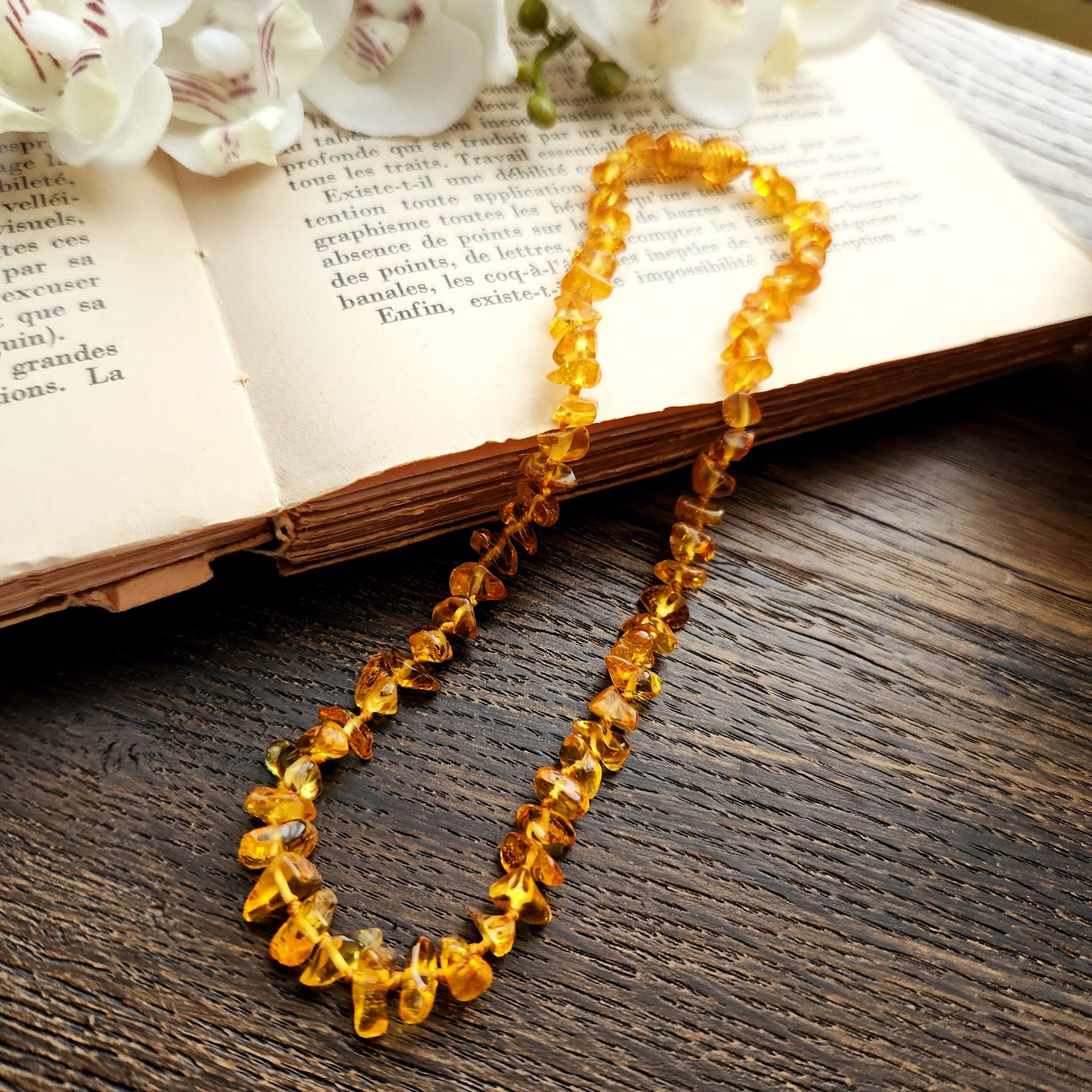 Collier en Ambre - Petit - Couleur Jaune