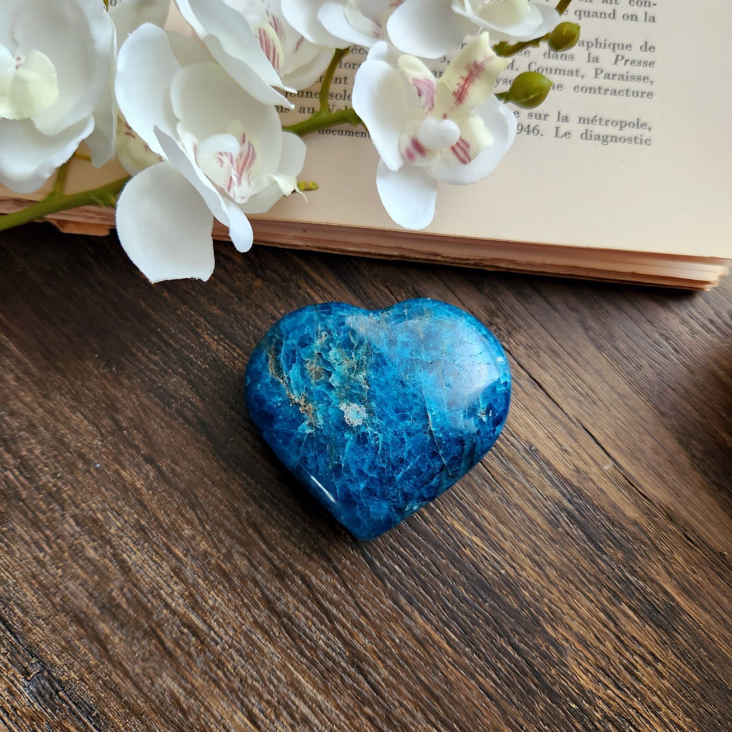 Cœur en Apatite Bleue - n°1