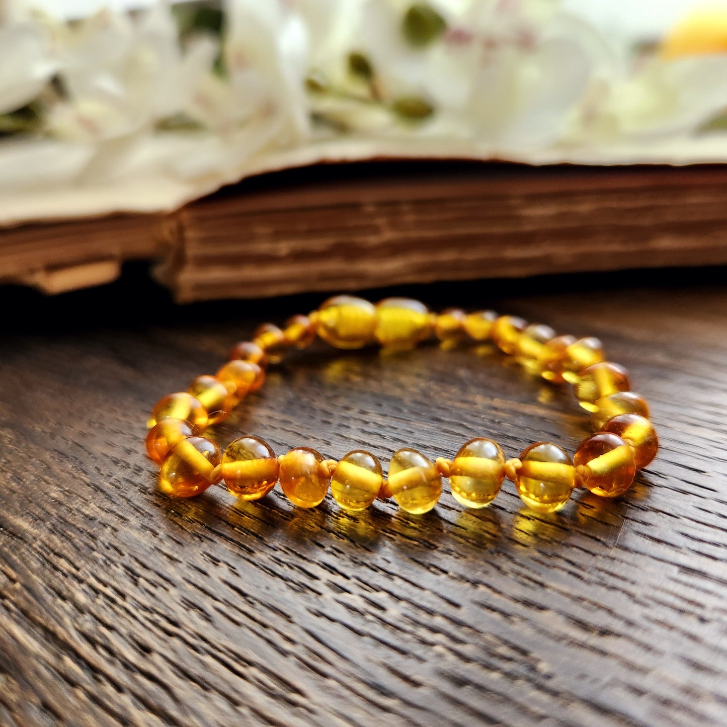 Bracelet en Ambre - Petit - Couleur jaune