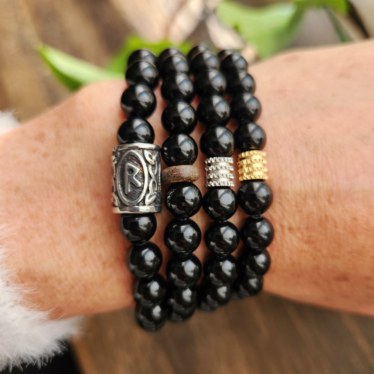 Bracelet en Obsidienne noire - 8mm