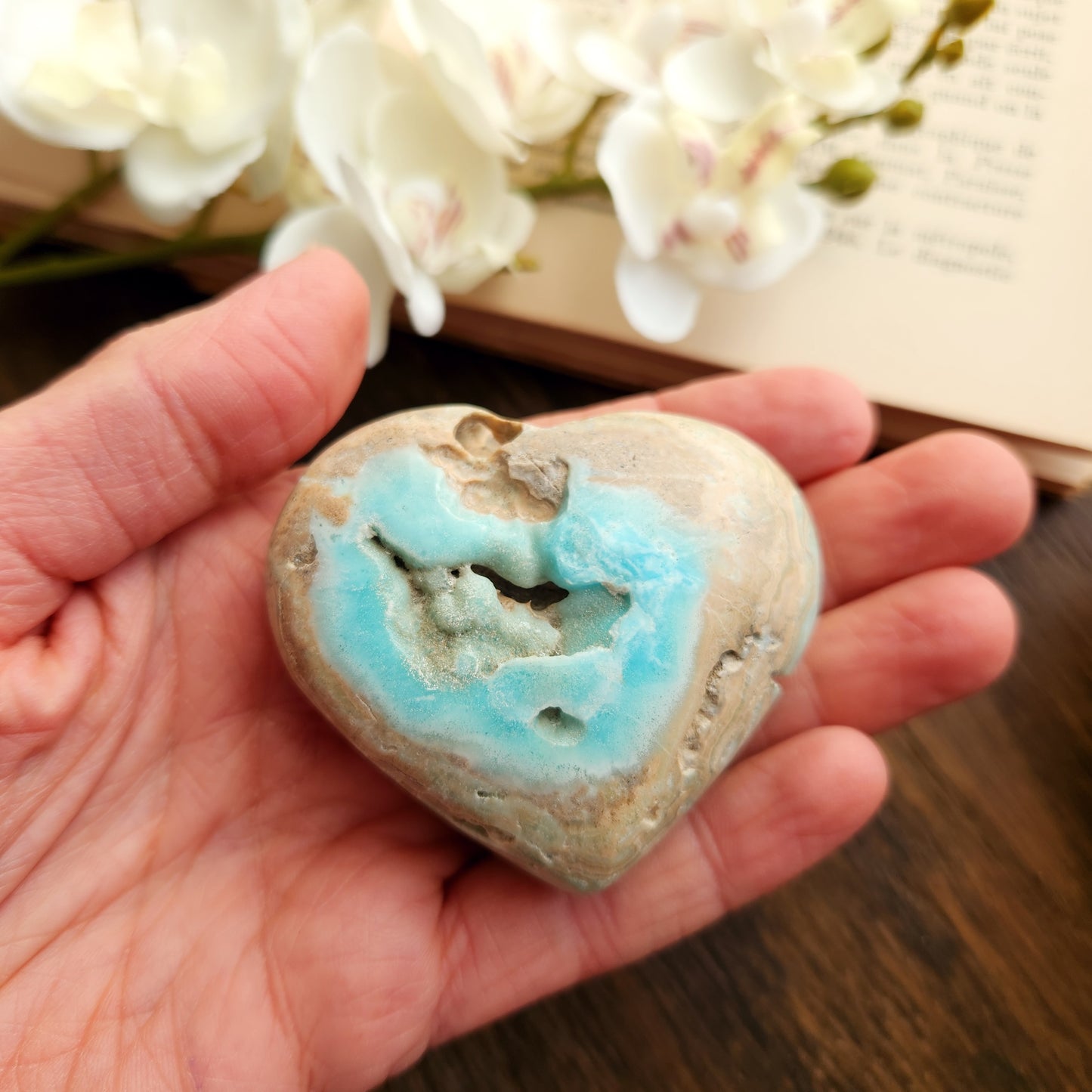 Cœur en Aragonite Bleue - n°2