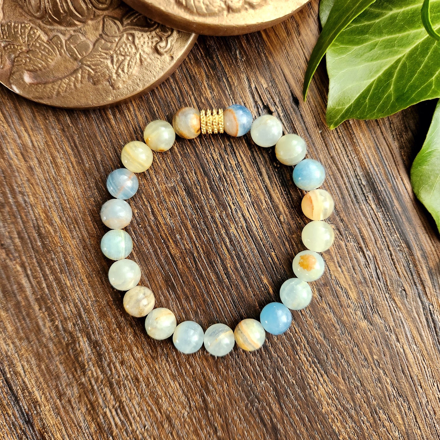 Bracelet en Onyx Bleu - 8mm