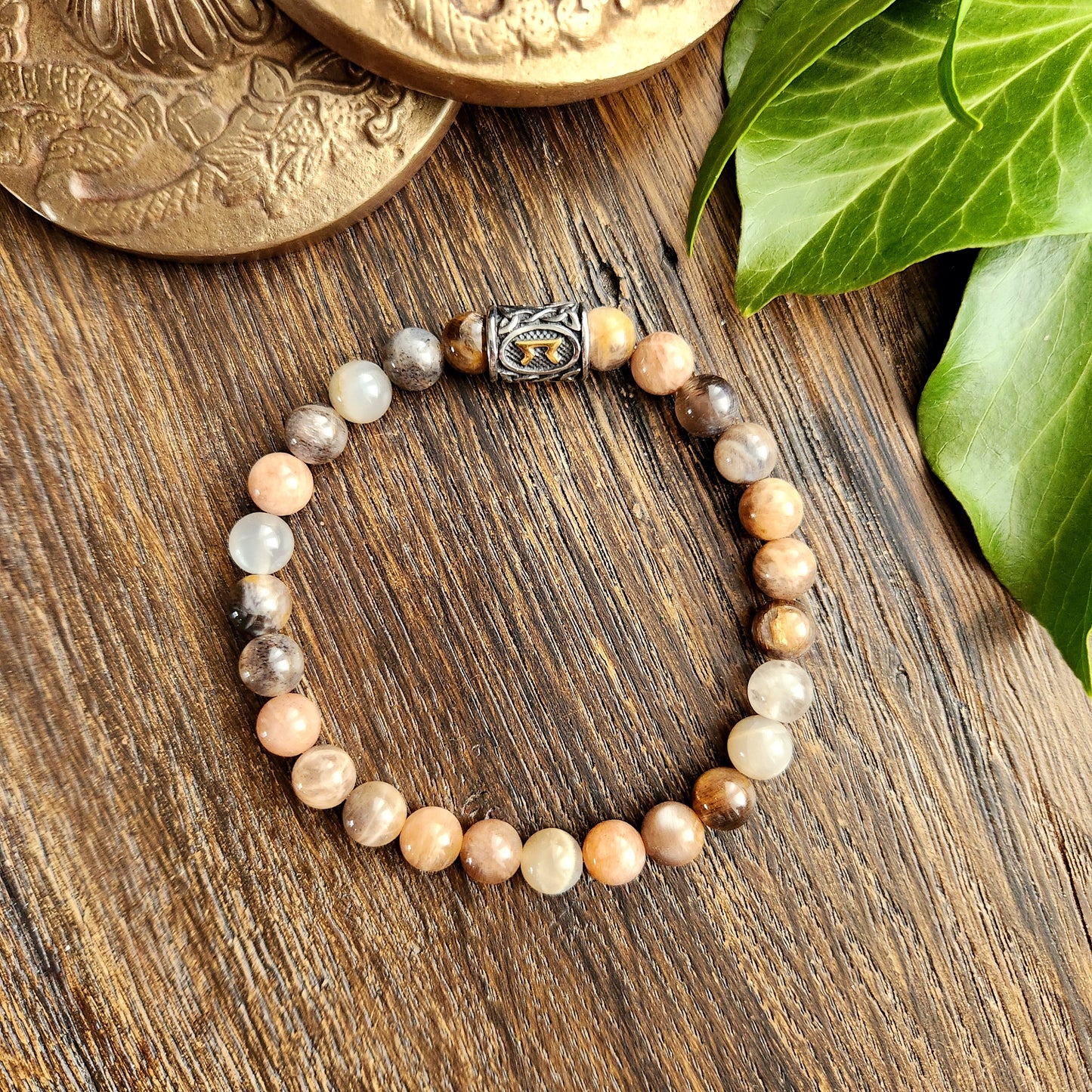 Bracelet en Pierre de lune noire - 8mm