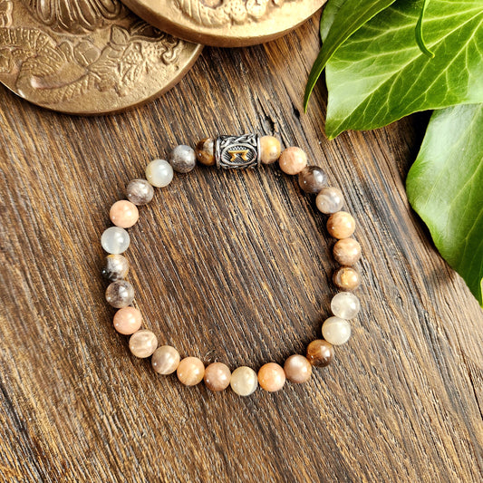 Bracelet en Pierre de lune noire - 8mm