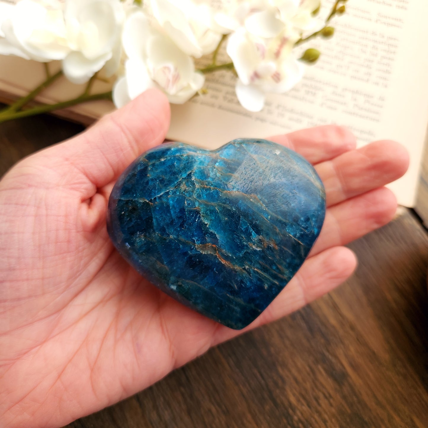 Cœur en Apatite Bleue - n°2