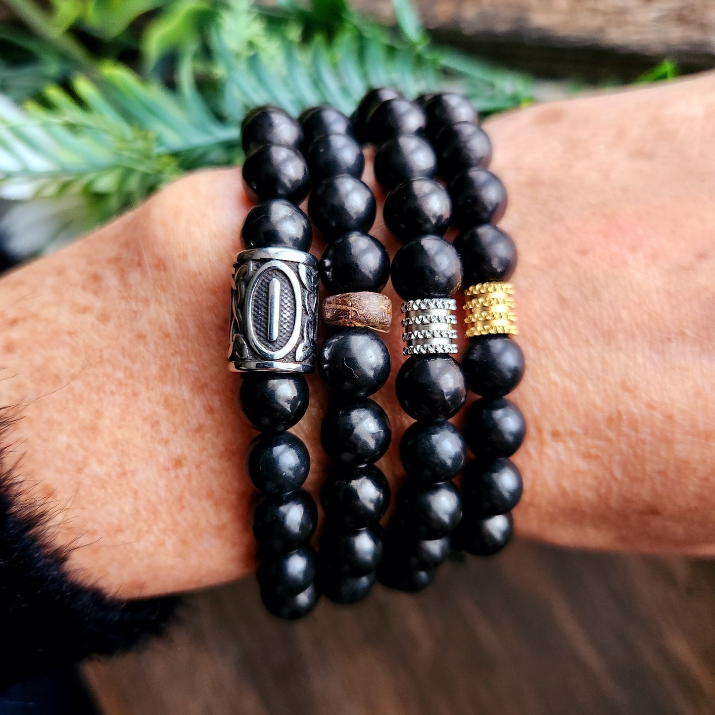 Bracelet en Shungite - perles rondes - 8mm