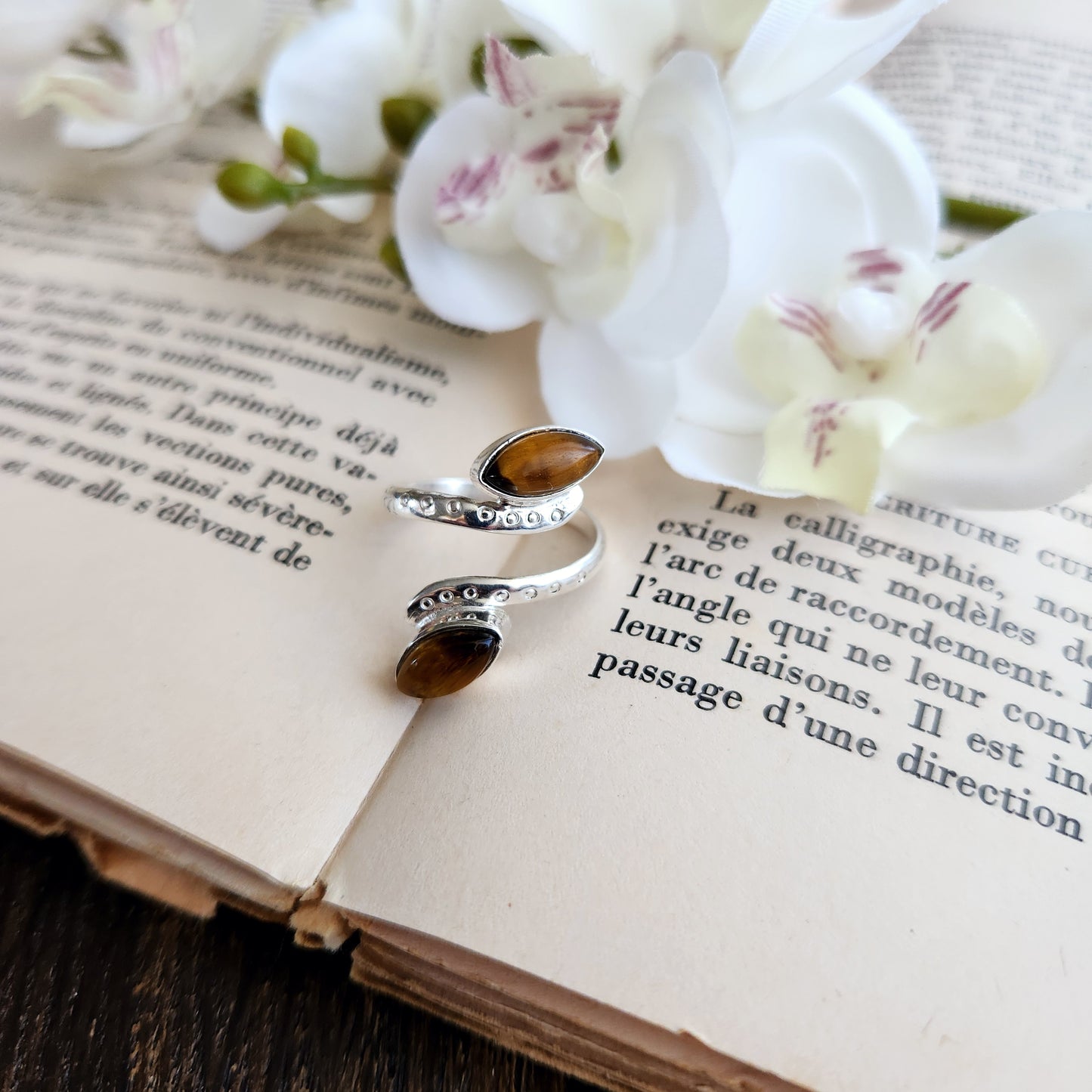 Bague réglable "Harmonie" - Œil de tigre - Argent 925 - n°1
