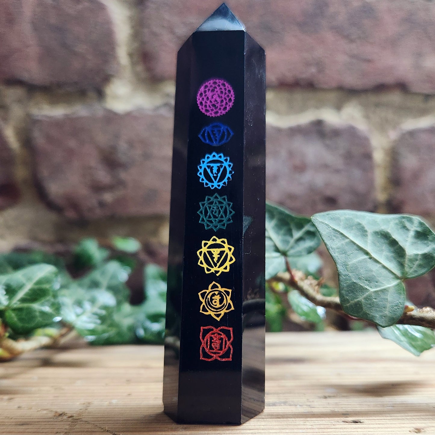 Tour en Obsidienne Noire - 7 chakras - n°2