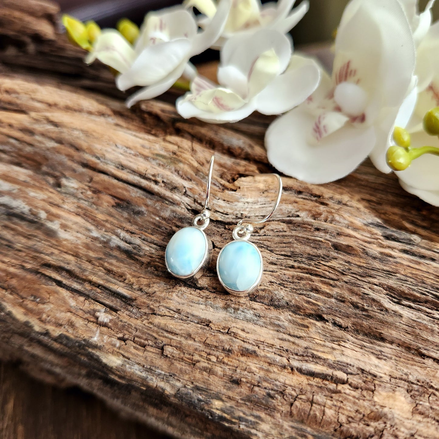 Boucles d'oreilles en Larimar - Ovale - Argent 925