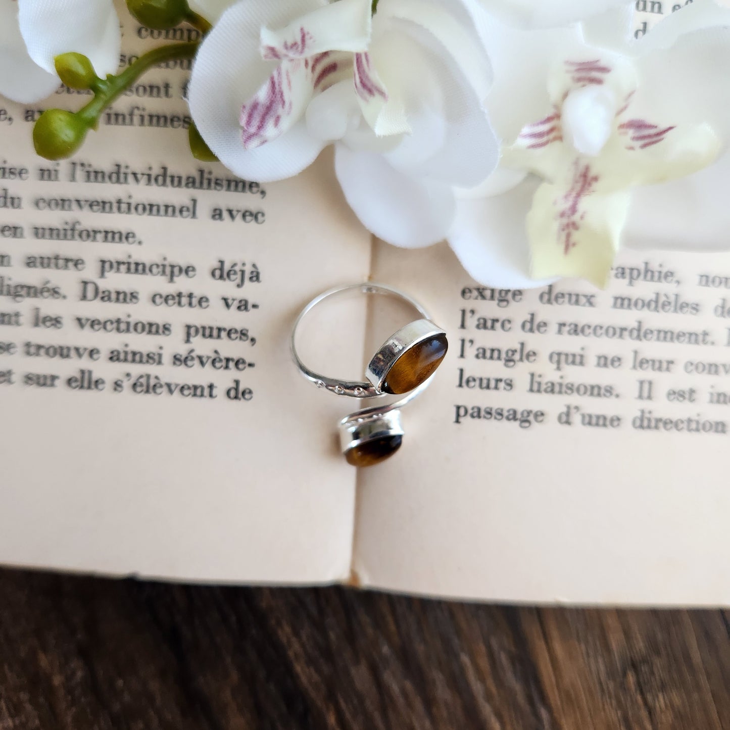 Bague réglable "Harmonie" - Œil de tigre - Argent 925 - n°1