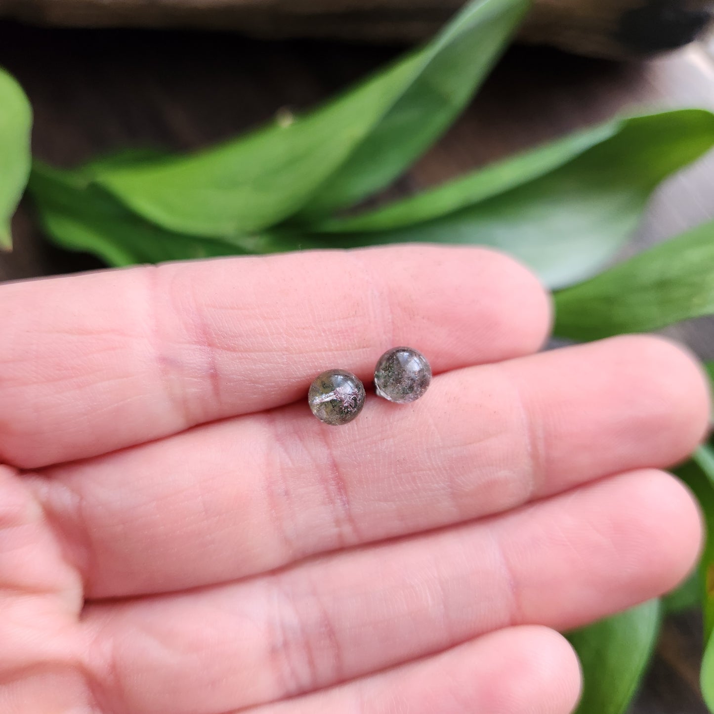 Boucles d'oreilles en Quartz garden - Clous - Argent 925