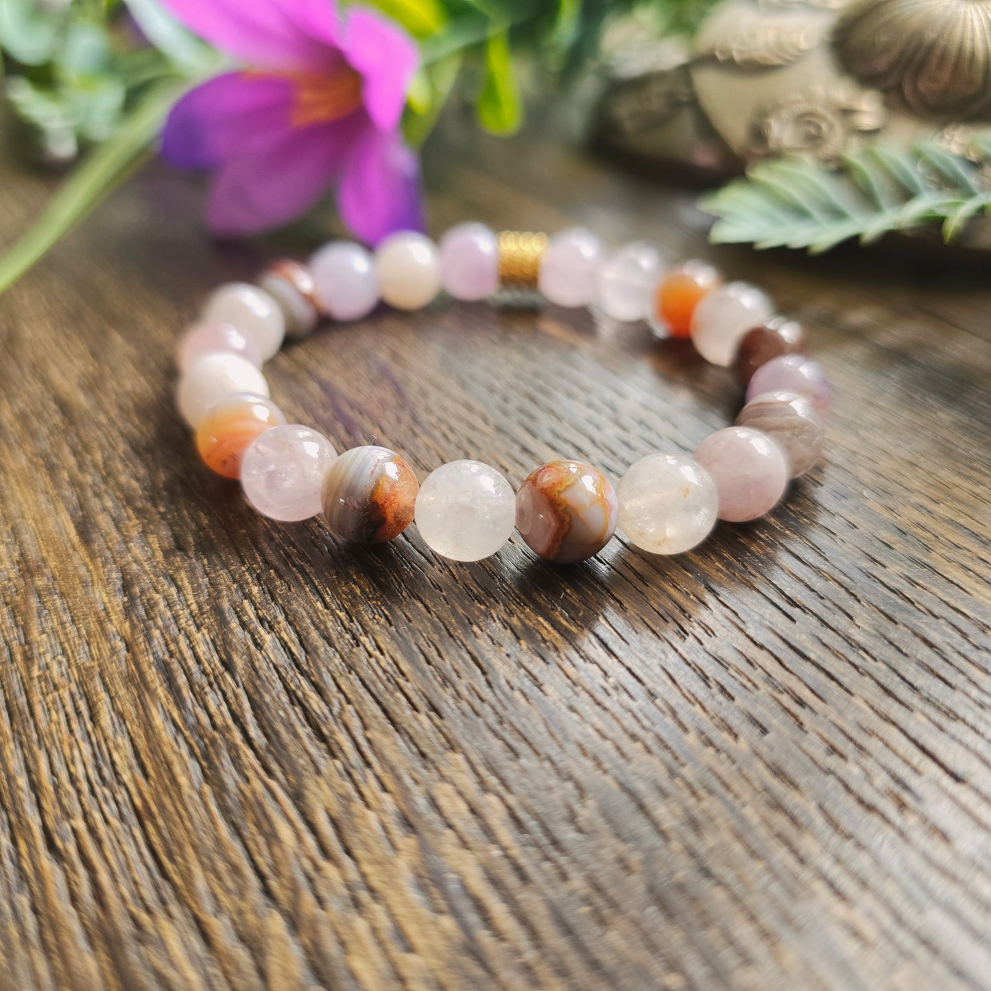 Bracelet en Agate mexicaine - 8mm