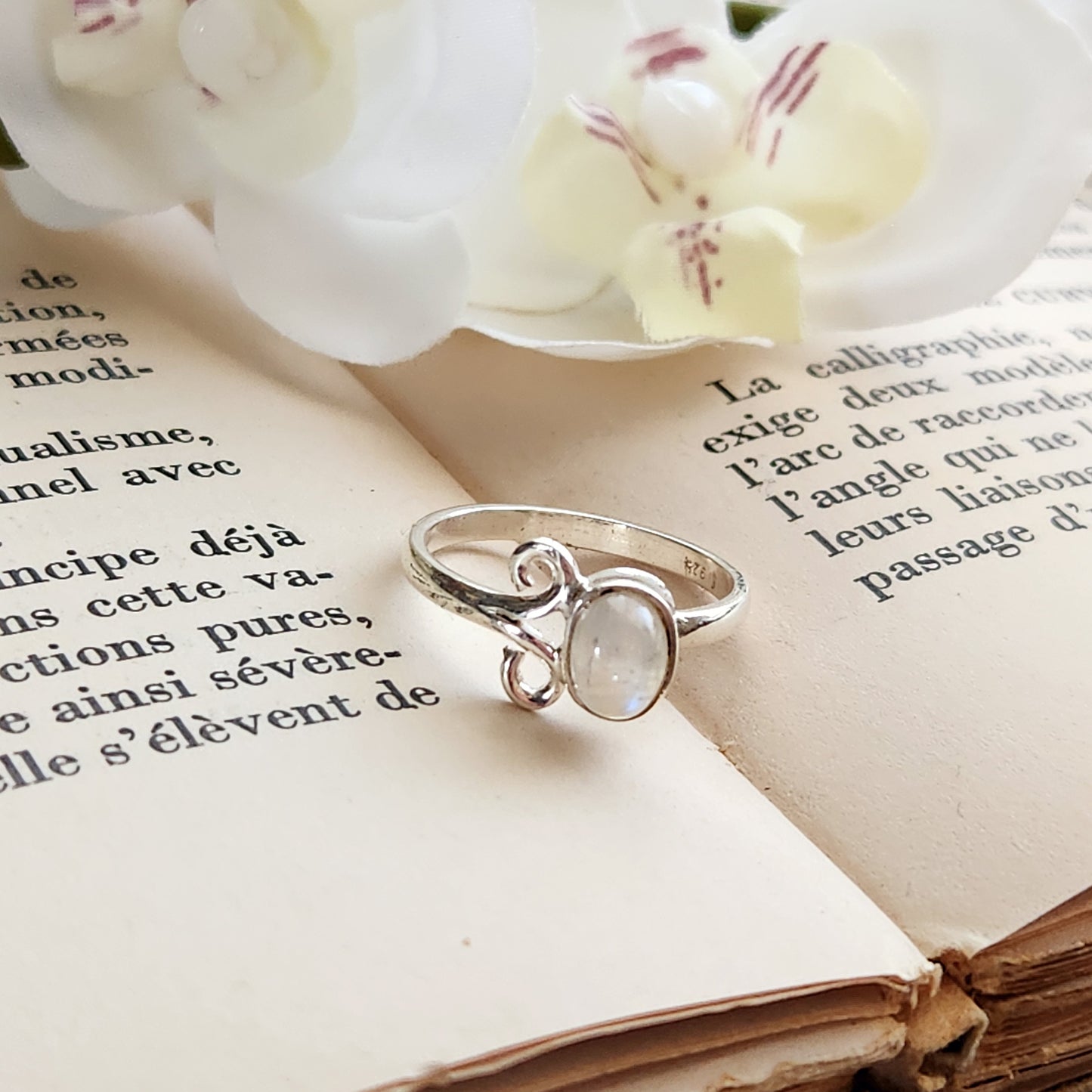 Bague réglable Vénus - Pierre de Lune - Argent 925