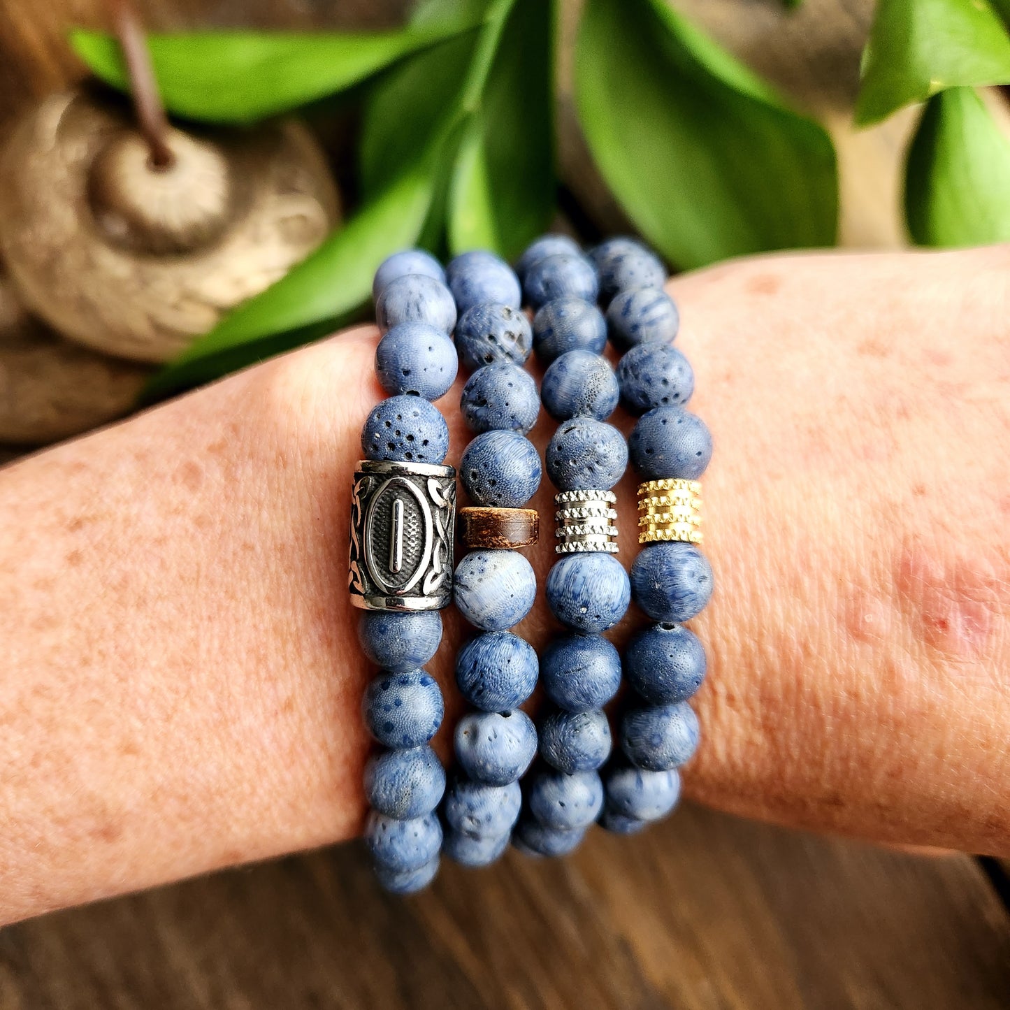 Bracelet en Corail bleu - 8mm