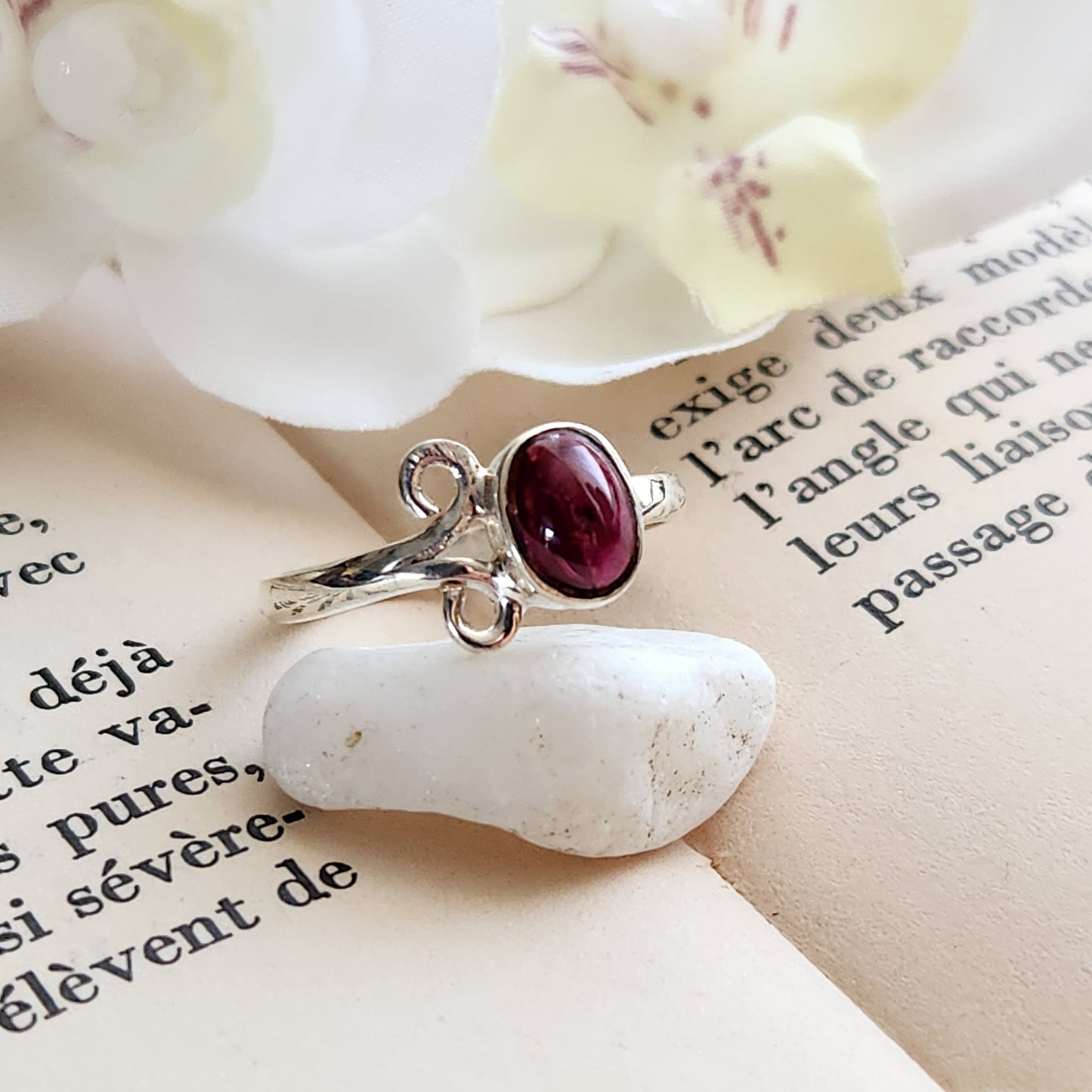 Bague réglable Vénus - Grenat - Argent 925