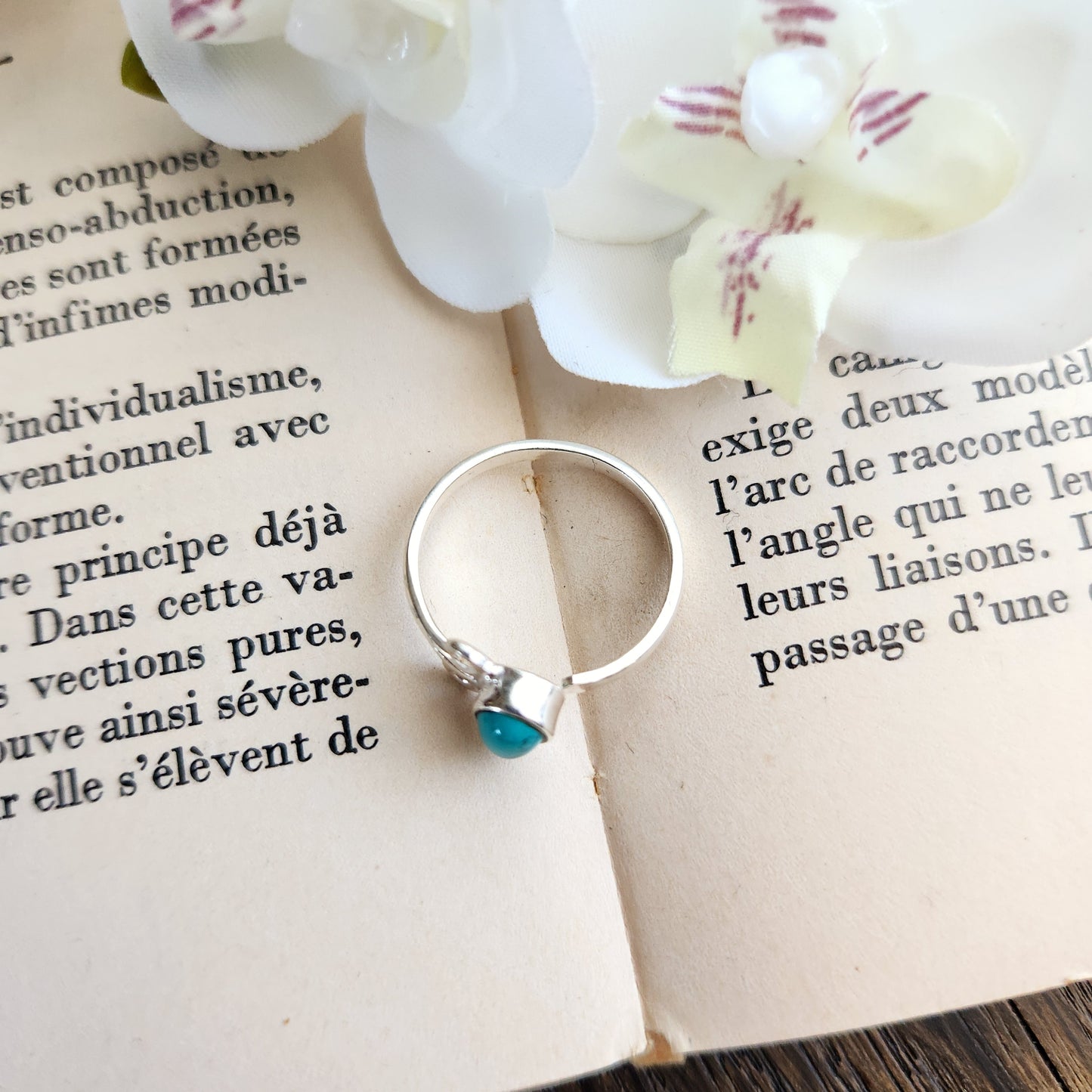 Bague réglable Vénus - Turquoise - Argent 925