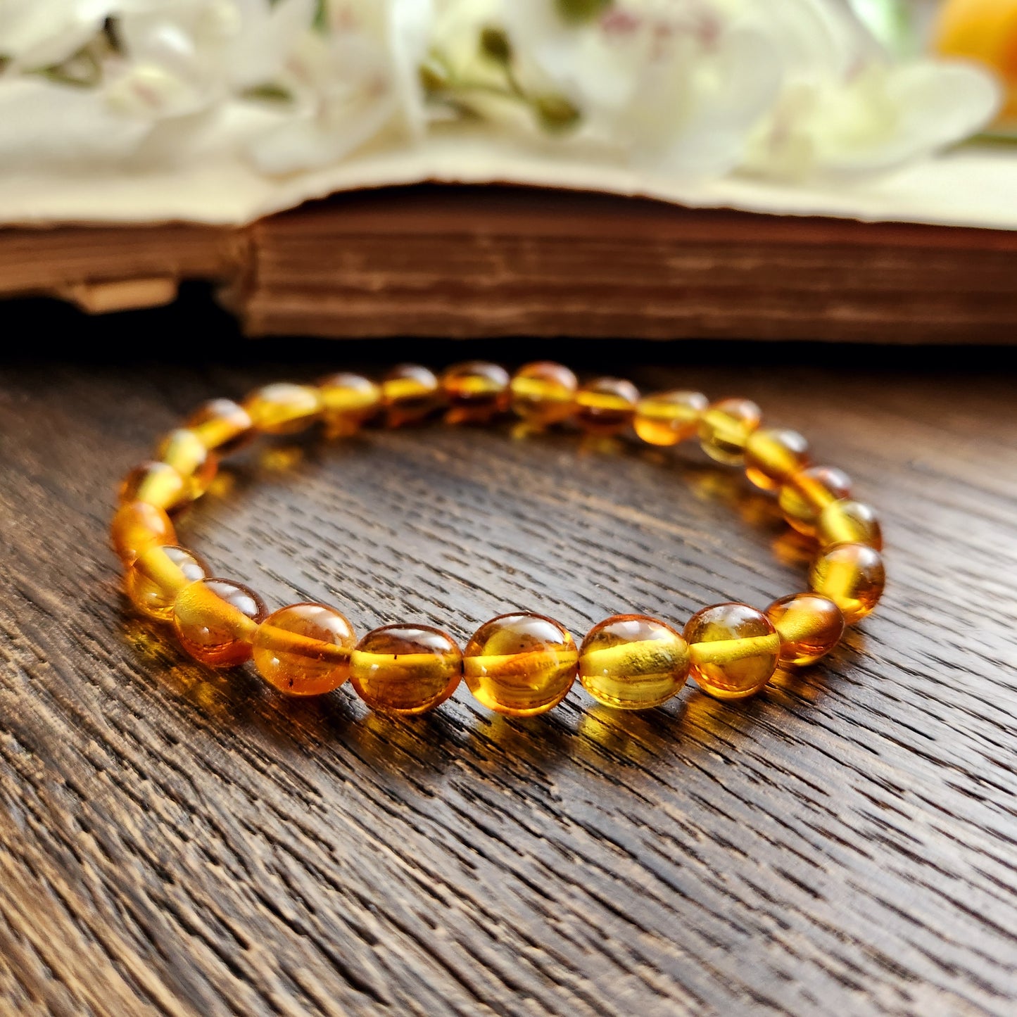 Bracelet en Ambre - Grand - Couleur cognac