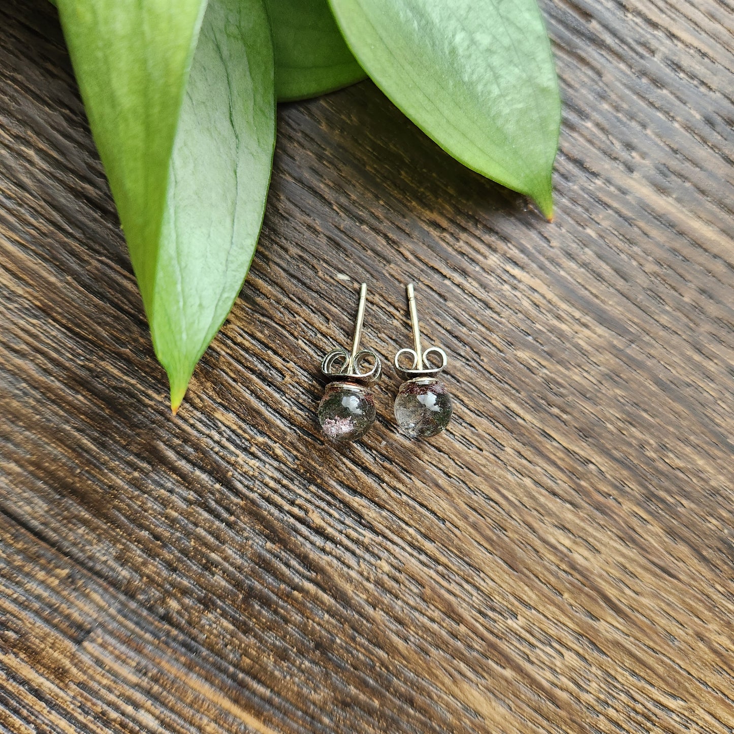 Boucles d'oreilles en Quartz garden - Clous - Argent 925