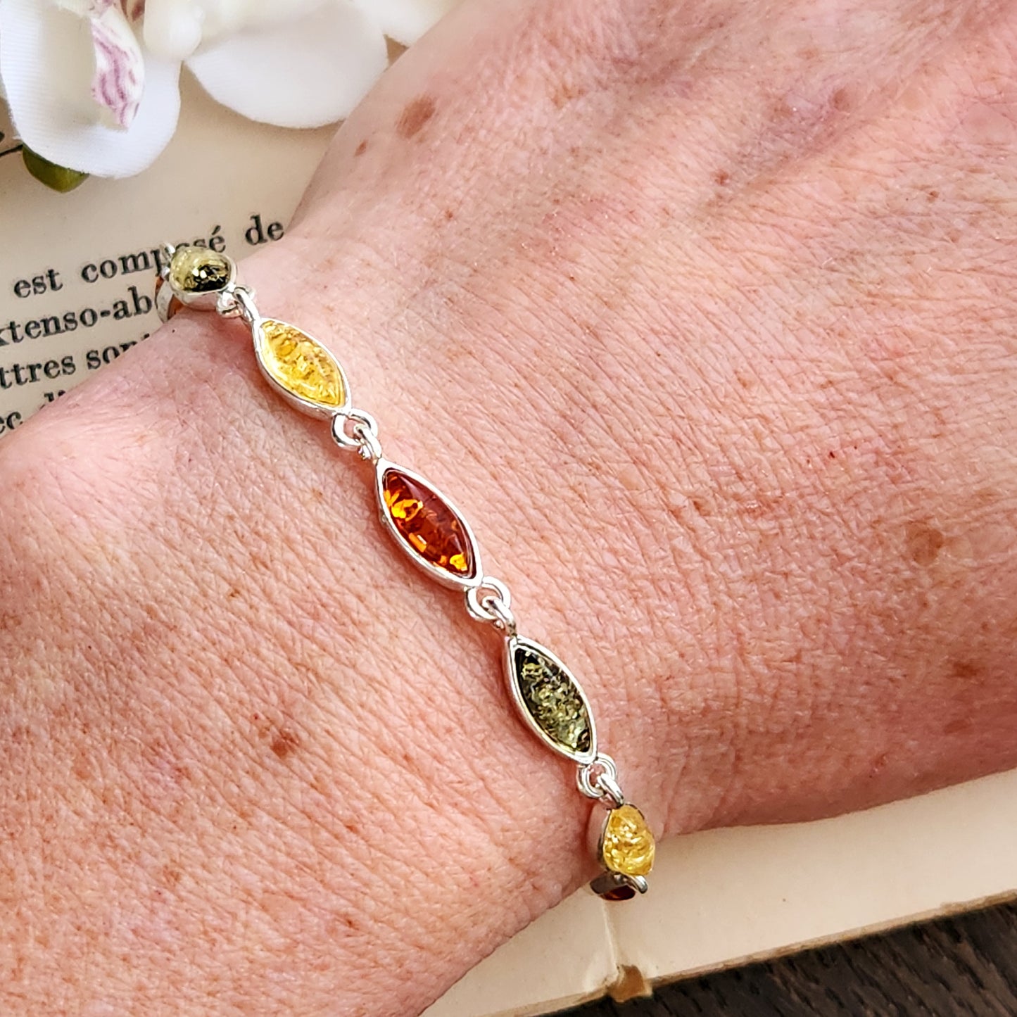 Bracelets en Ambre "3 couleurs" - Argent 925 - n°1