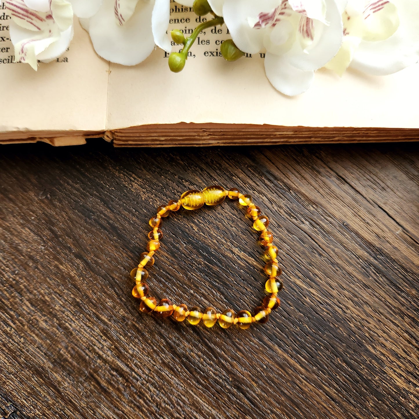 Bracelet en Ambre - Petit - Couleur jaune