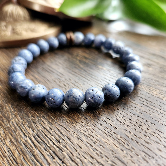 Bracelet en Corail bleu - 8mm