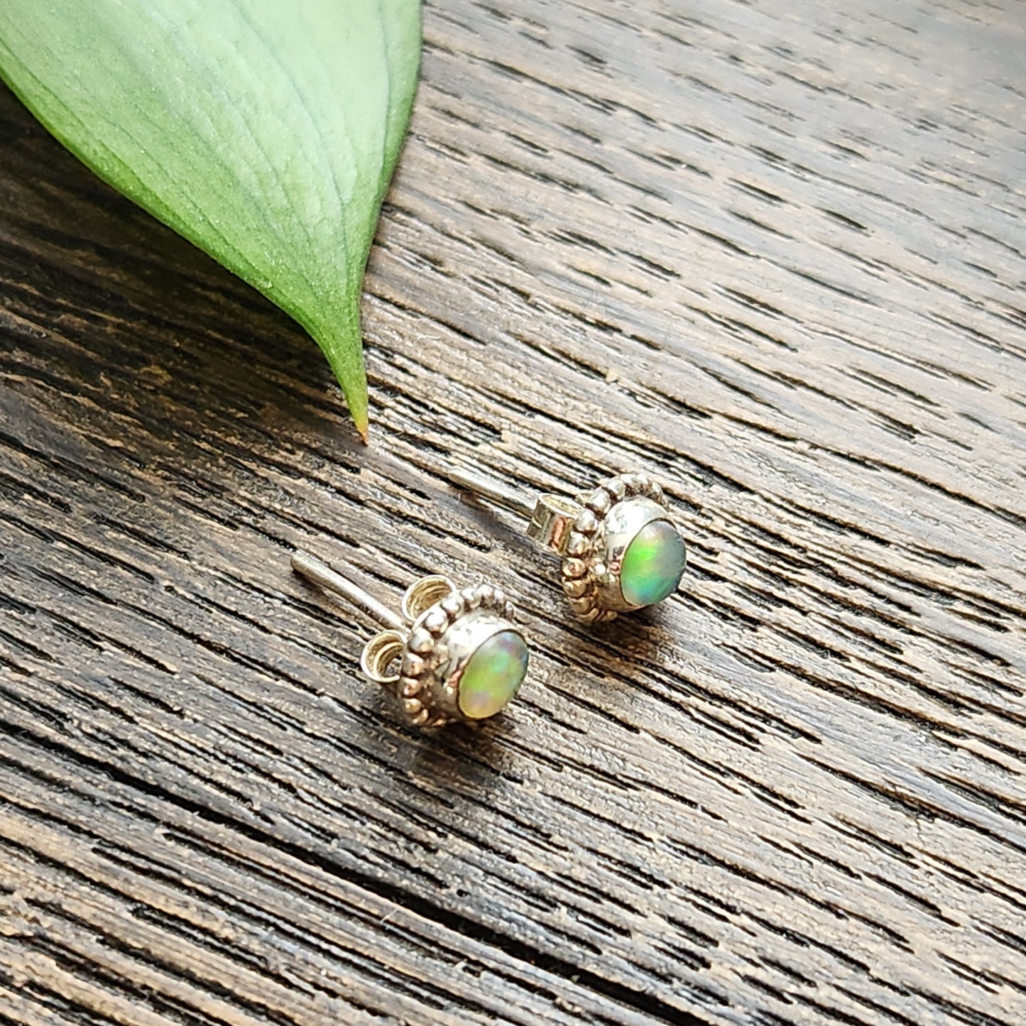 Boucles d'oreilles en Opale - Clous n°1 - Argent 925
