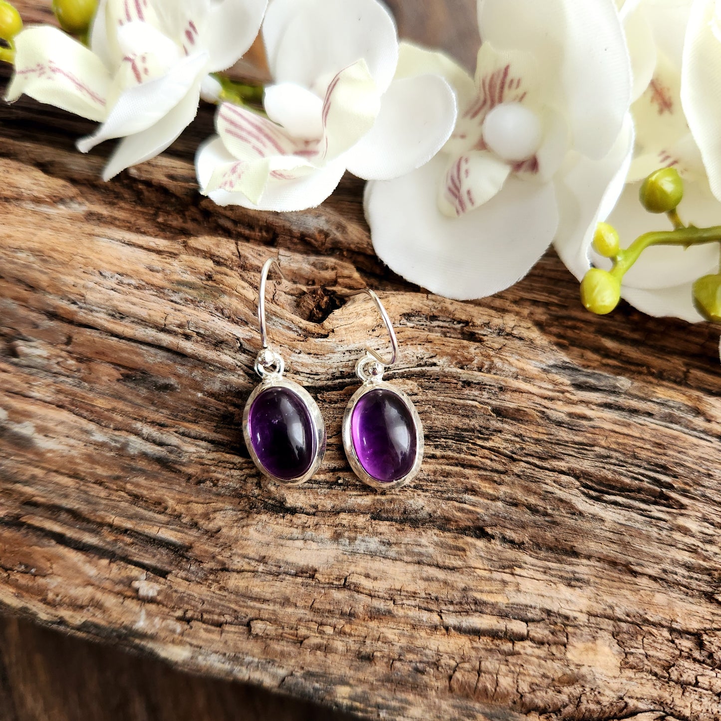 Boucles d'oreilles en Améthyste - Ovale - Argent 925