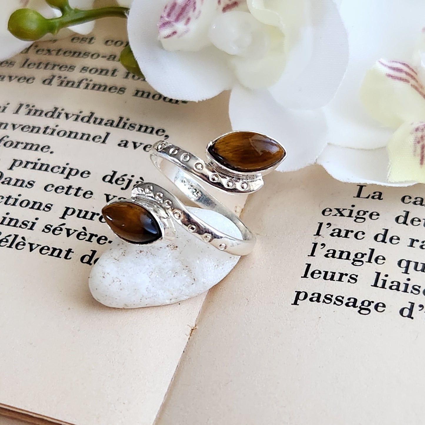 Bague réglable "Harmonie" - Œil de tigre - Argent 925 - n°1