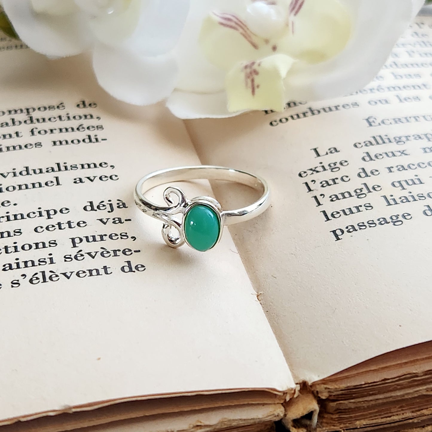 Bague réglable Vénus - Aventurine - Argent 925