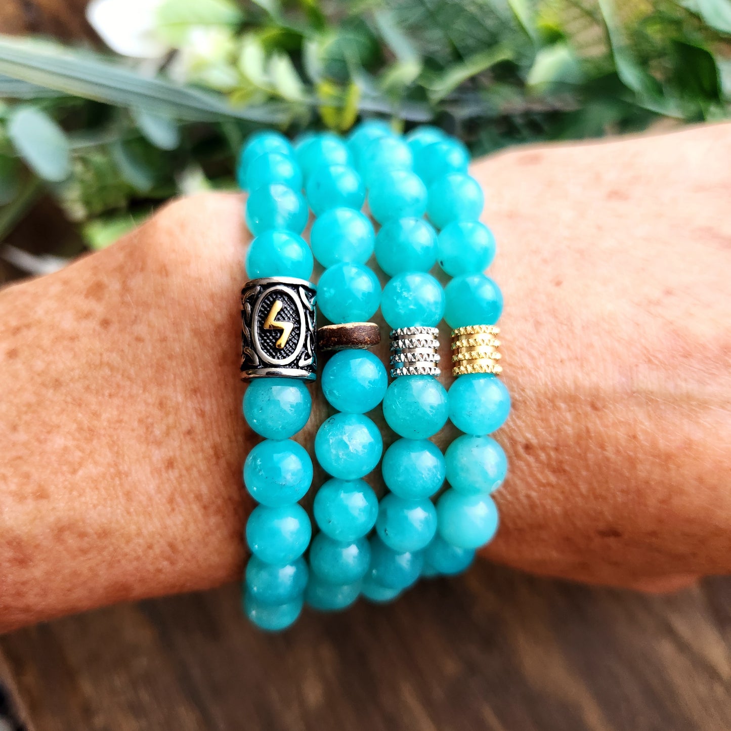 Bracelet en Amazonite d'Afghanistan - 8mm