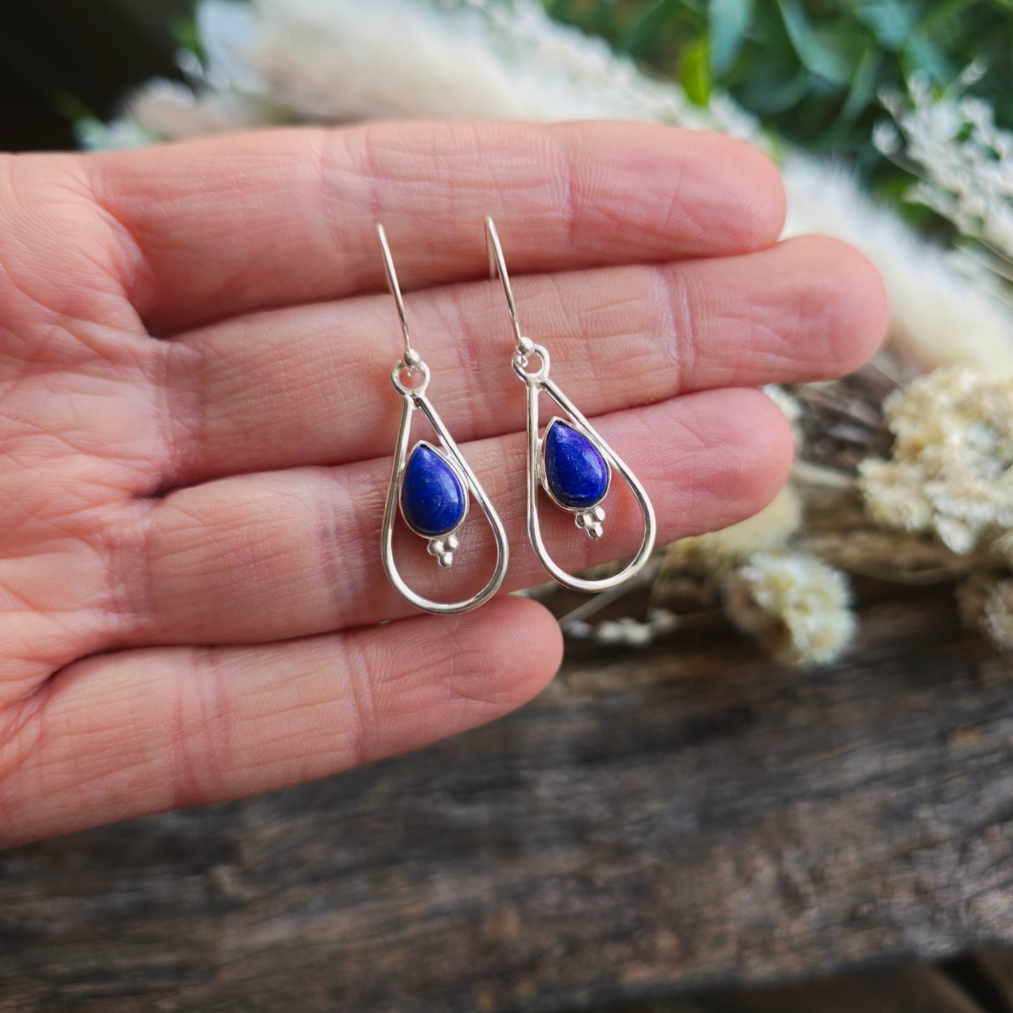 Boucles d'oreilles en Lapis lazuli - Goutte n°1 - Argent 925