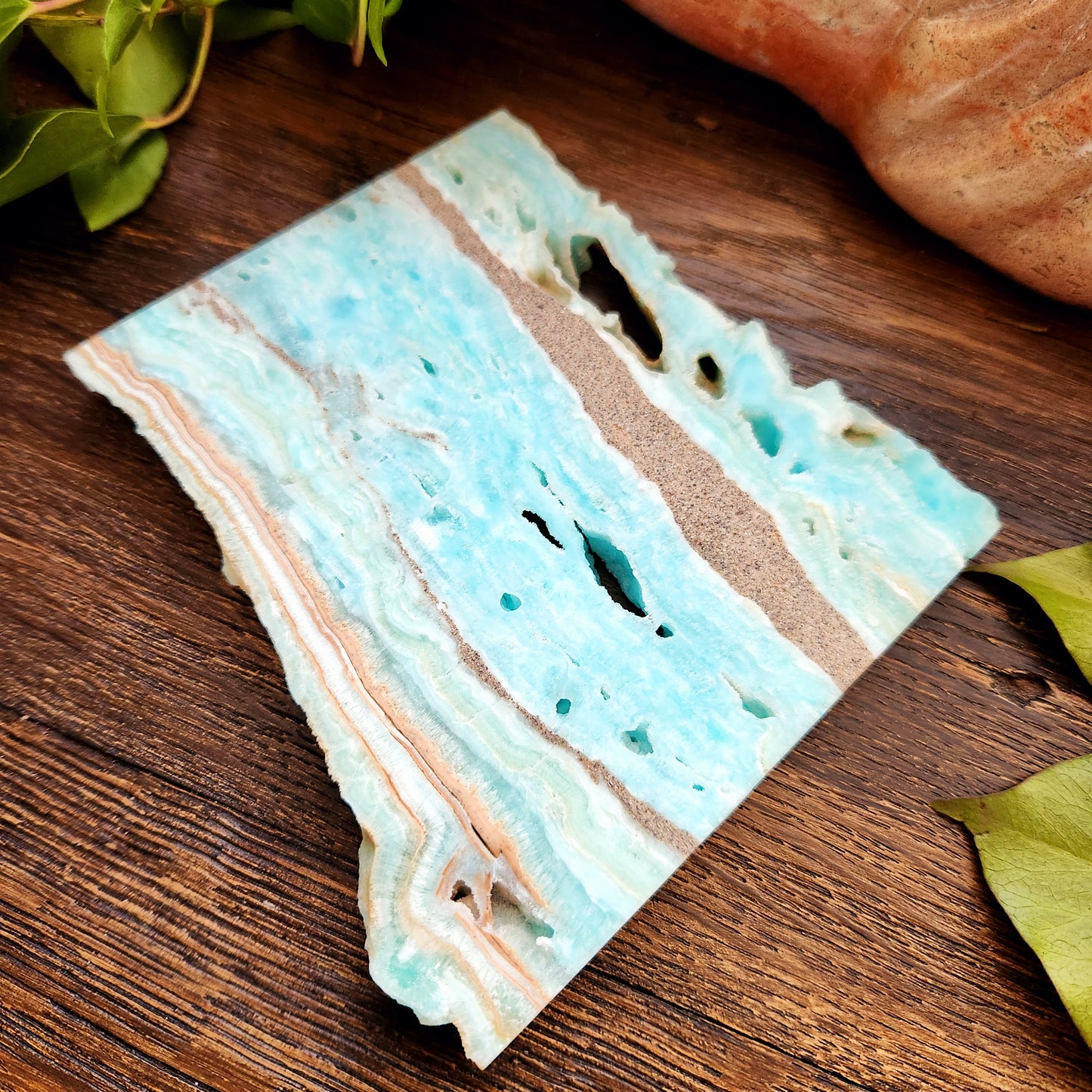 Plaque en Aragonite Bleue