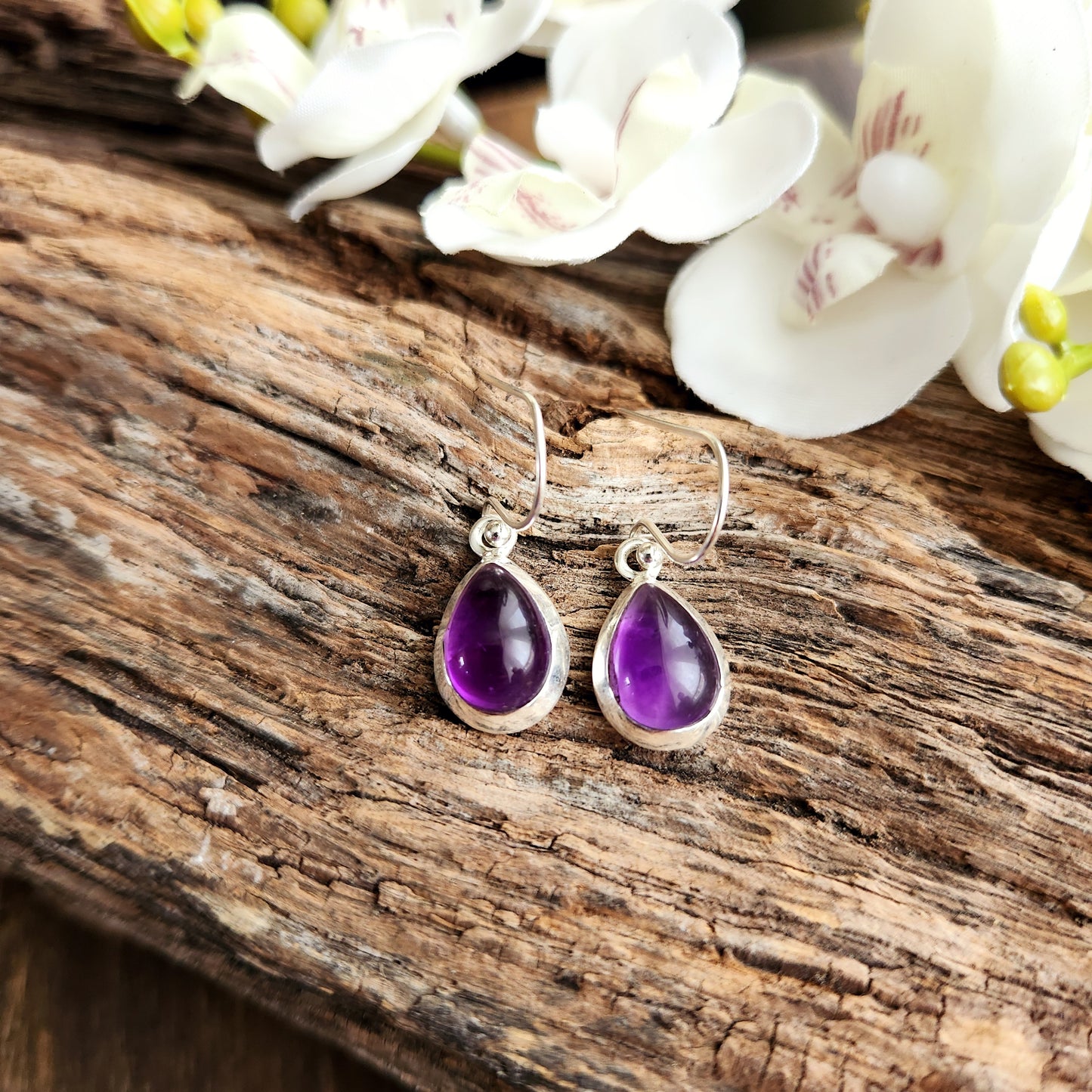 Boucles d'oreilles en Améthyste - Goutte - Argent 925