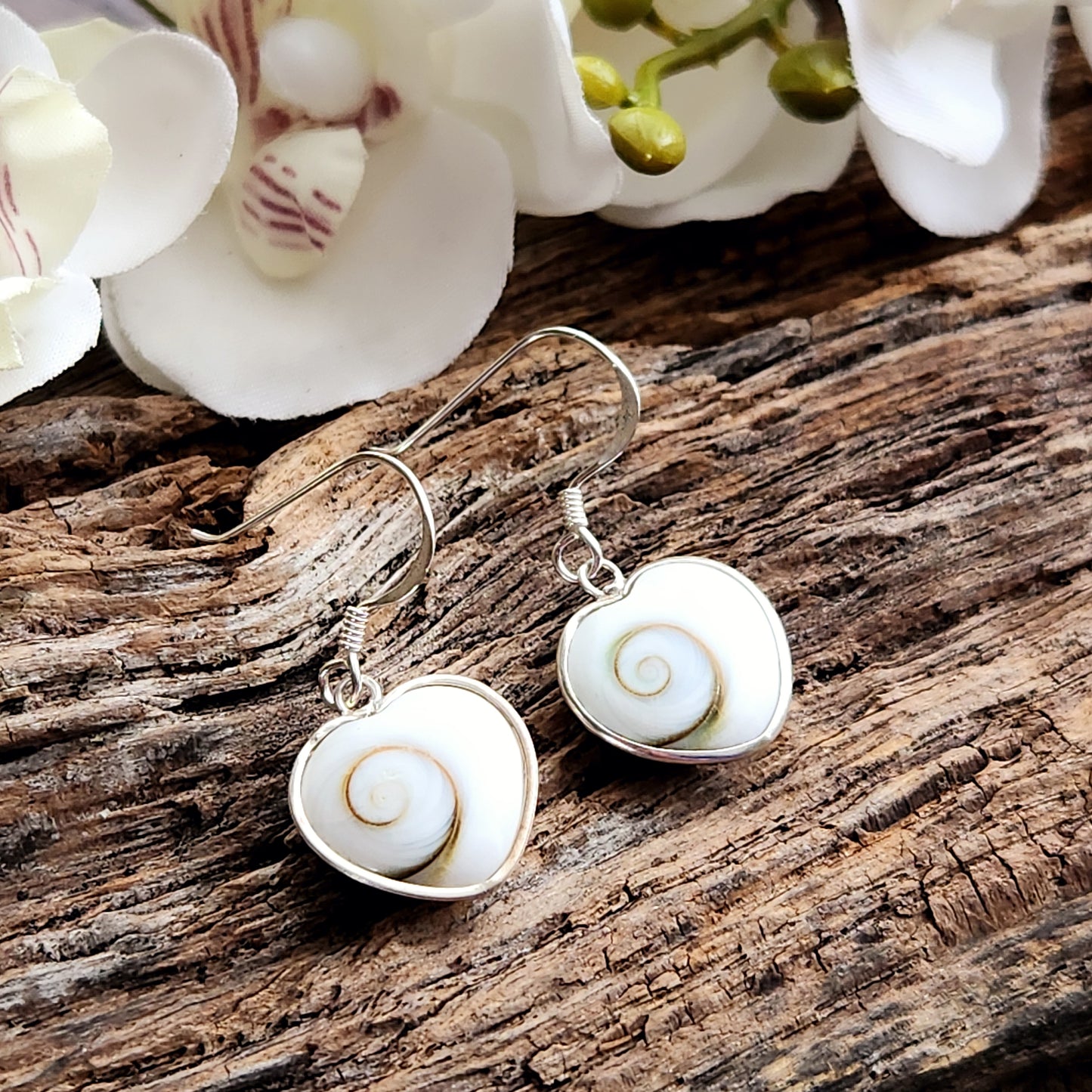 Boucles d'oreilles en Œil de Ste-Lucie - Coeur - Argent 925