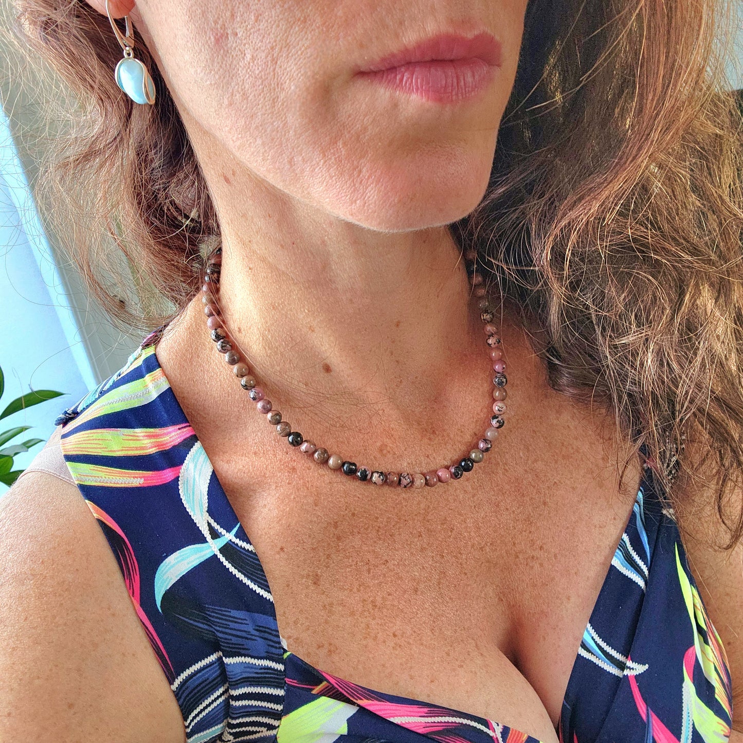 Collier en Rhodonite