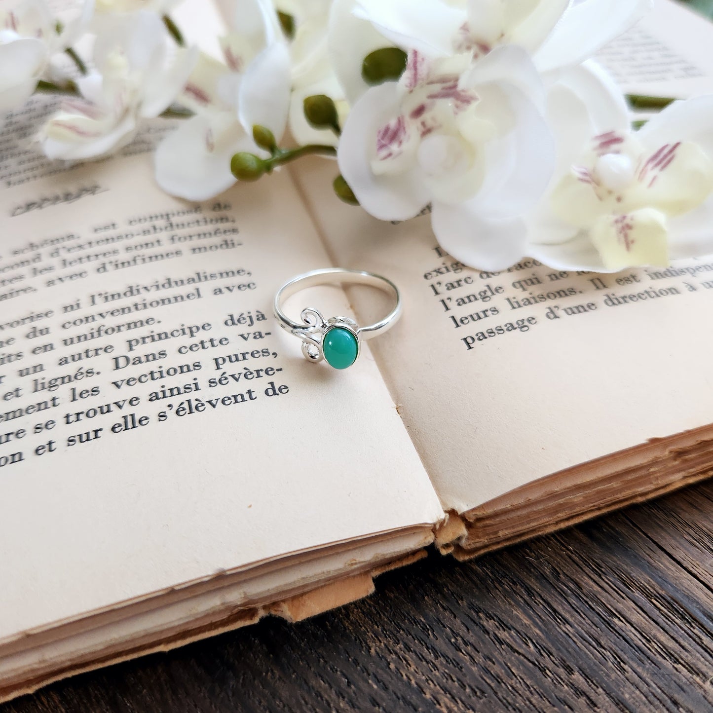 Bague réglable Vénus - Aventurine - Argent 925